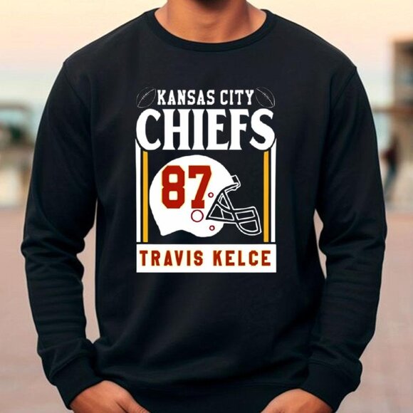 Kansas City Chiefs Travis Kelce 87 Sweatshirt Retro NFL Crewneck Vintage Fan 79 - Picture 1 of 5